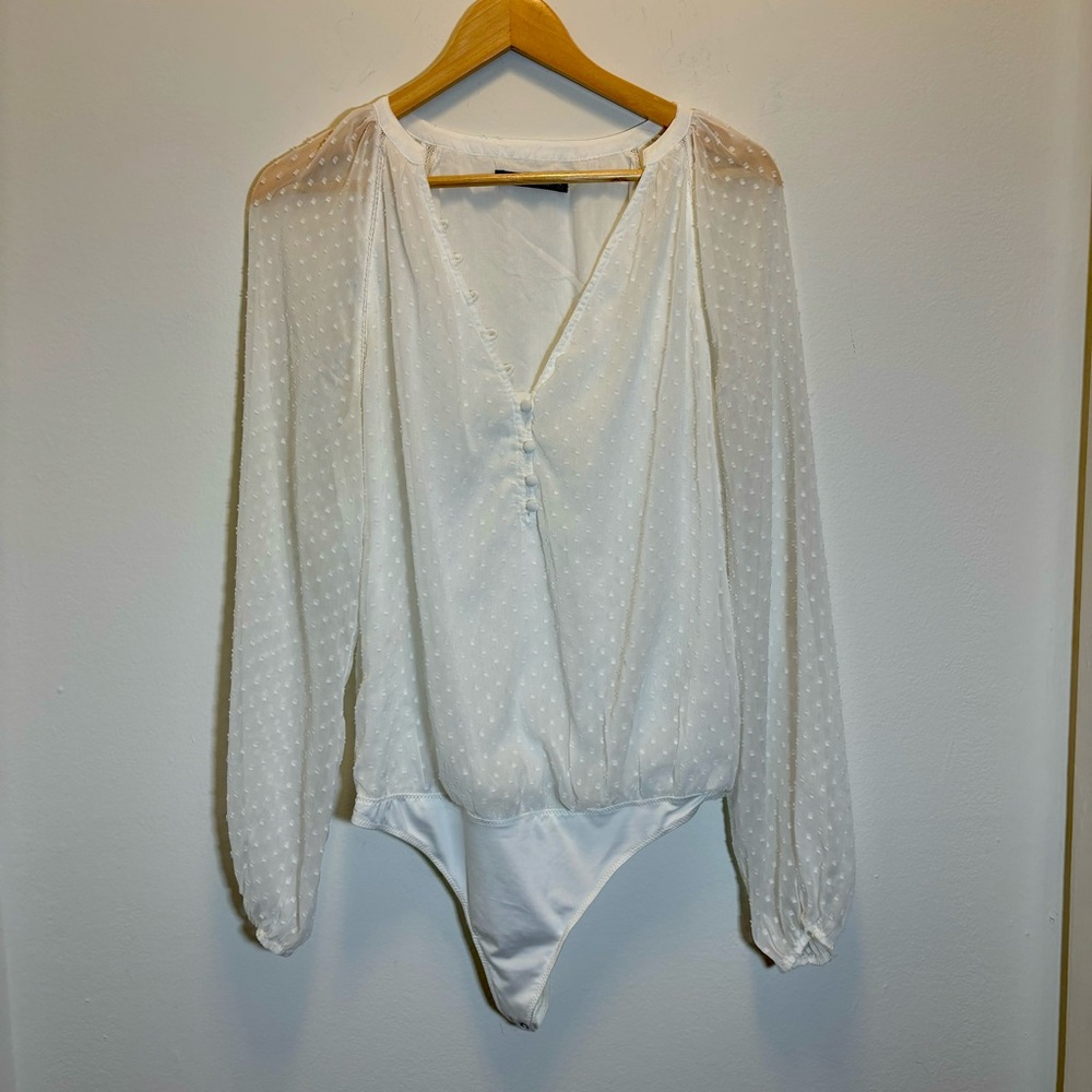 Abercrombie & Fitch Chiffon Long Sleeve Elegant White Blouse Bodysuit L